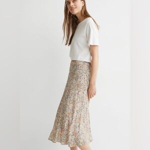 H&M Floral Print Midi Slip Skirt